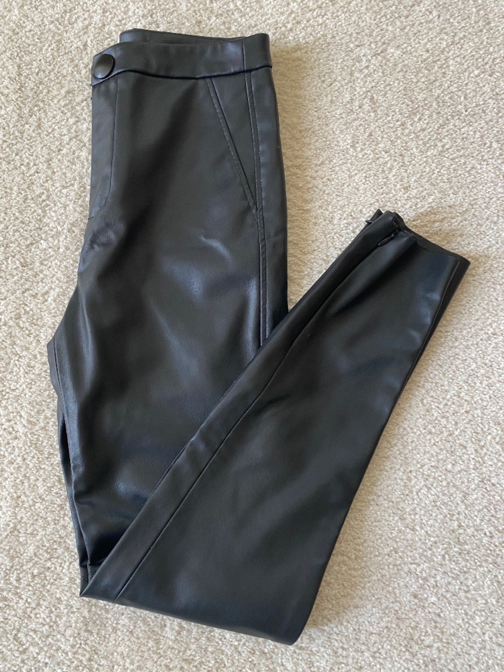 Zara Women’s Black Moto Faux Leather Skinny Leg Pants Size Small High  Waist